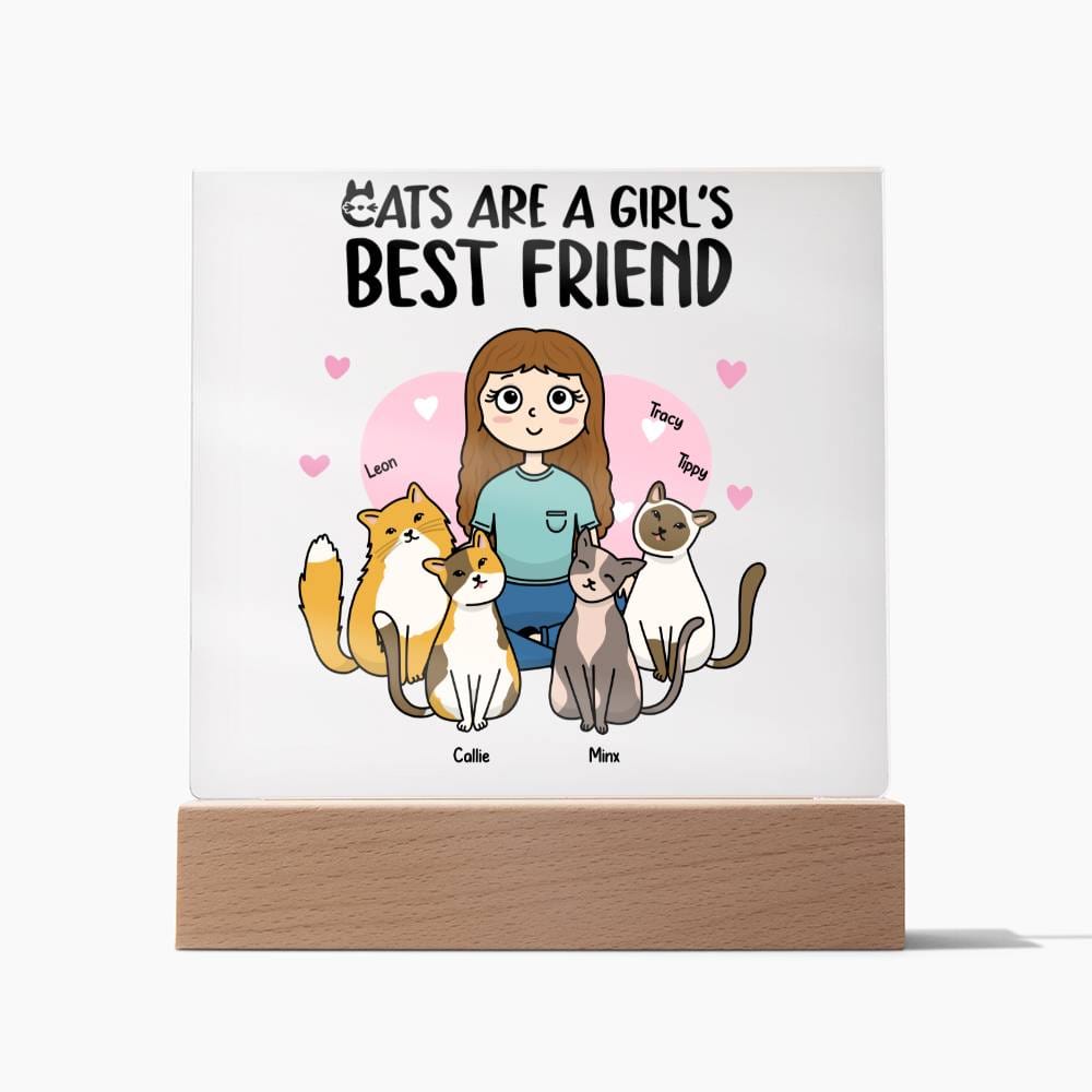 Cats are a Girl's Best Friend Personalized Acrylic Plaque Gift for Cat Lover