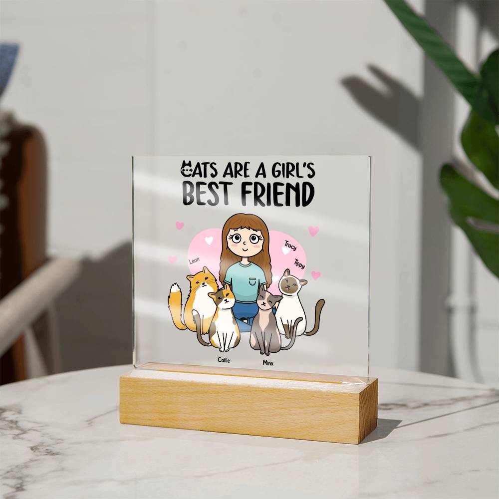 Cats are a Girl's Best Friend Personalized Acrylic Plaque Gift for Cat Lover