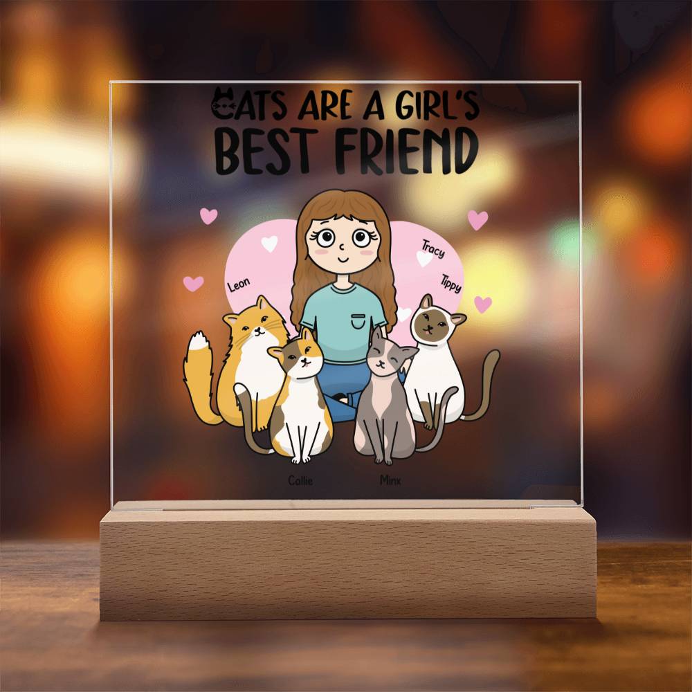 Cats are a Girl's Best Friend Personalized Acrylic Plaque Gift for Cat Lover