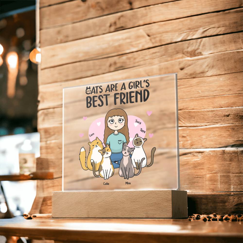Cats are a Girl's Best Friend Personalized Acrylic Plaque Gift for Cat Lover