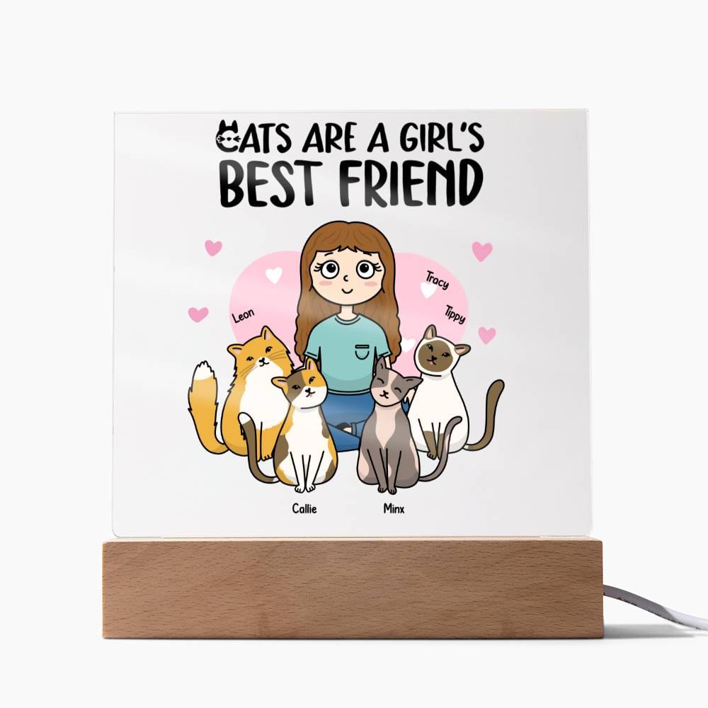 Cats are a Girl's Best Friend Personalized Acrylic Plaque Gift for Cat Lover