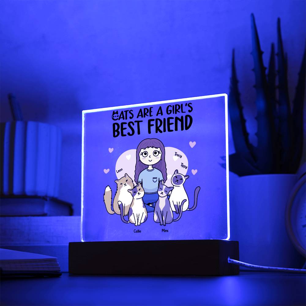 Cats are a Girl's Best Friend Personalized Acrylic Plaque Gift for Cat Lover