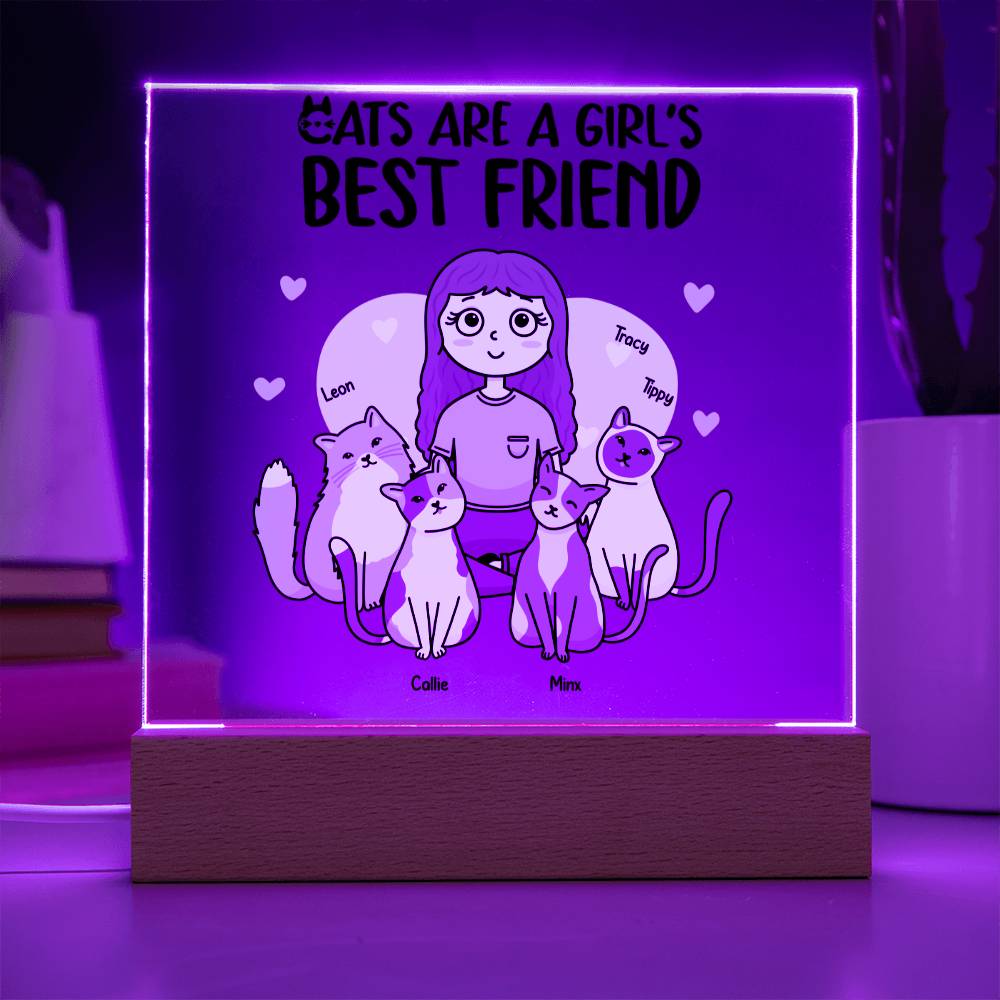 Cats are a Girl's Best Friend Personalized Acrylic Plaque Gift for Cat Lover