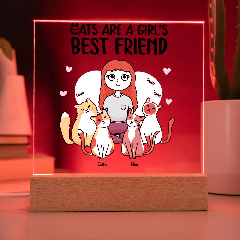 Cats are a Girl's Best Friend Personalized Acrylic Plaque Gift for Cat Lover