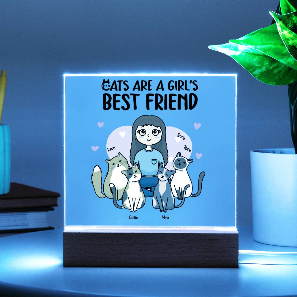 Cats are a Girl's Best Friend Personalized Acrylic Plaque Gift for Cat Lover