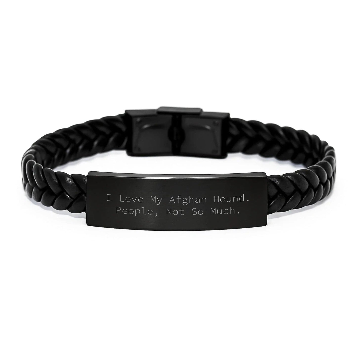 Unique Afghan Hound Dog Lover Gifts from Friends for Family Members - Funny Engraved Interlaced Leather Bracelet for Men Women