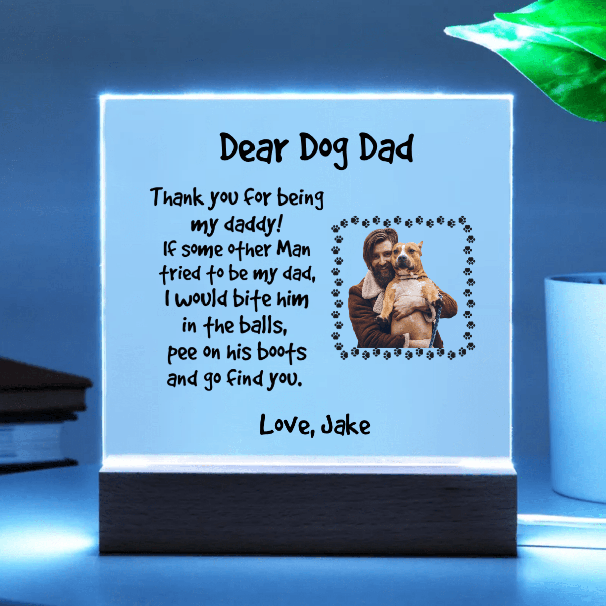 Funny Dog Dad Personalized Photo Upload Acrylic Plaque