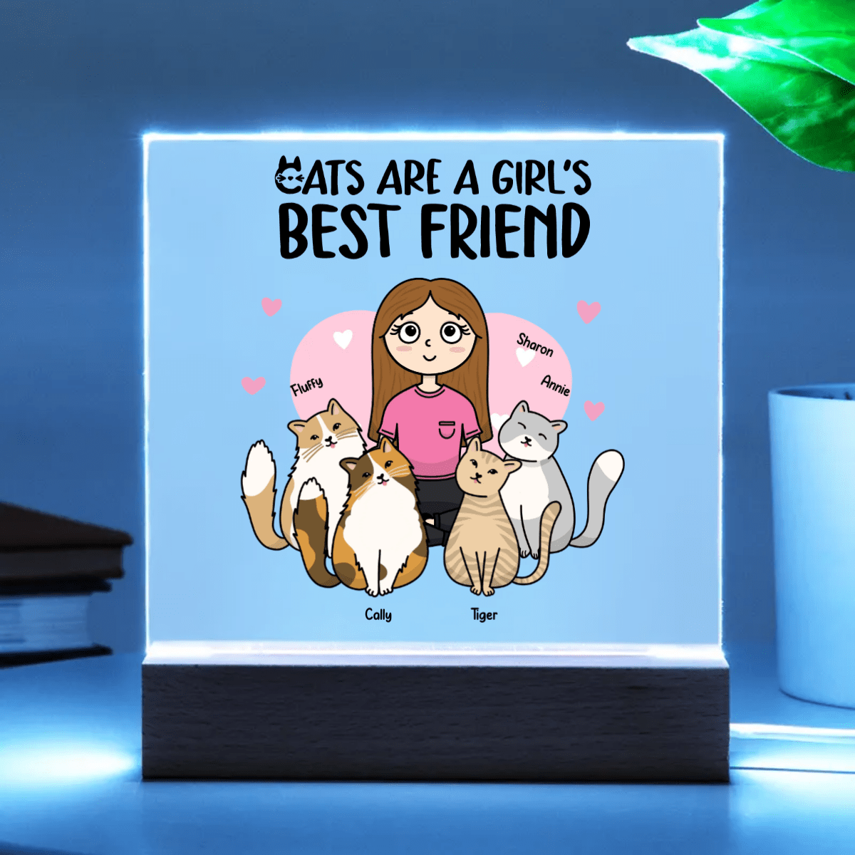 Cats are a Girl's Best Friend Personalized Acrylic Plaque Gift for Cat Lover