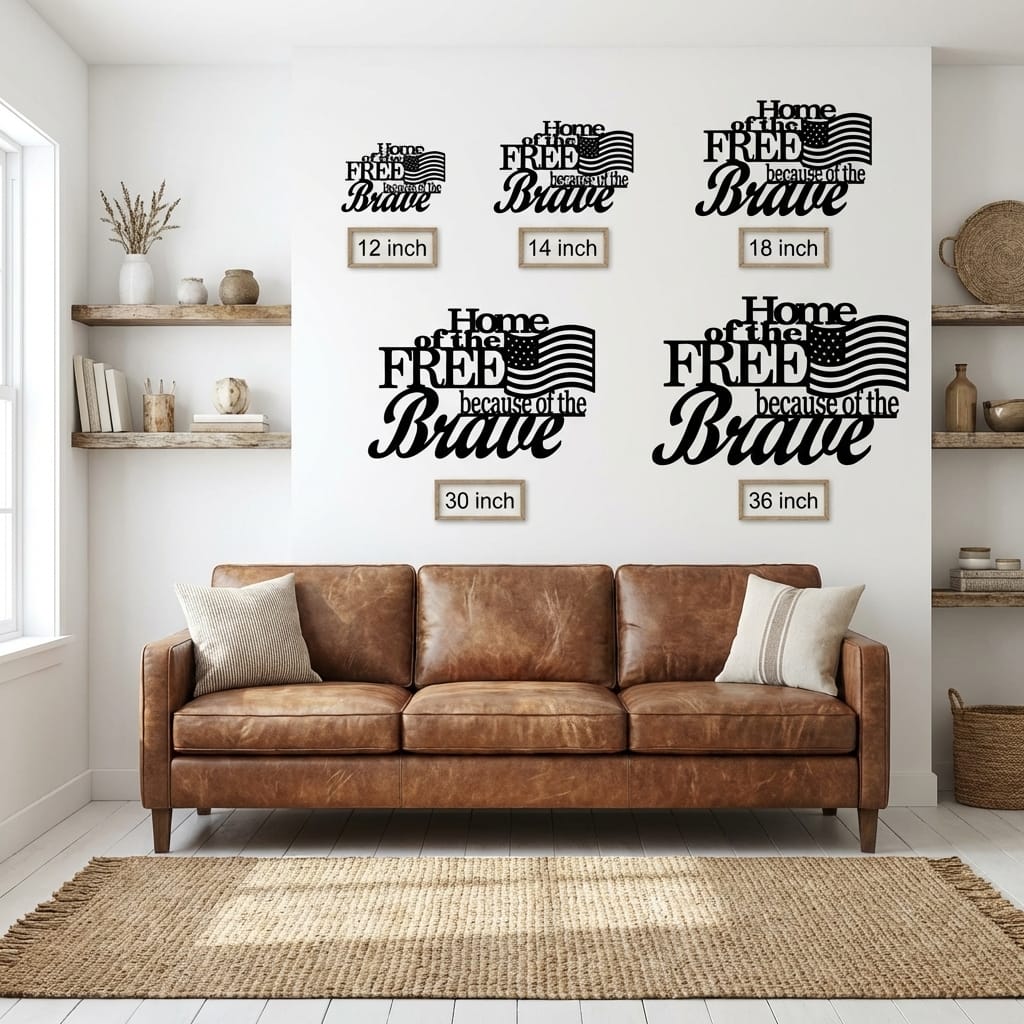 Patriotic Home of the Free Wall Art, American Flag Metal Sign, Rustic Farmhouse USA Decor, Military Tribute Wall Hanging Living Room Decor