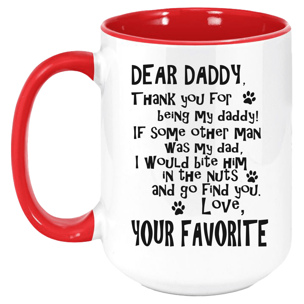 Funny Dog Daddy Two Tone Mug - Coffee Mug, White with Colored Inside and Handle