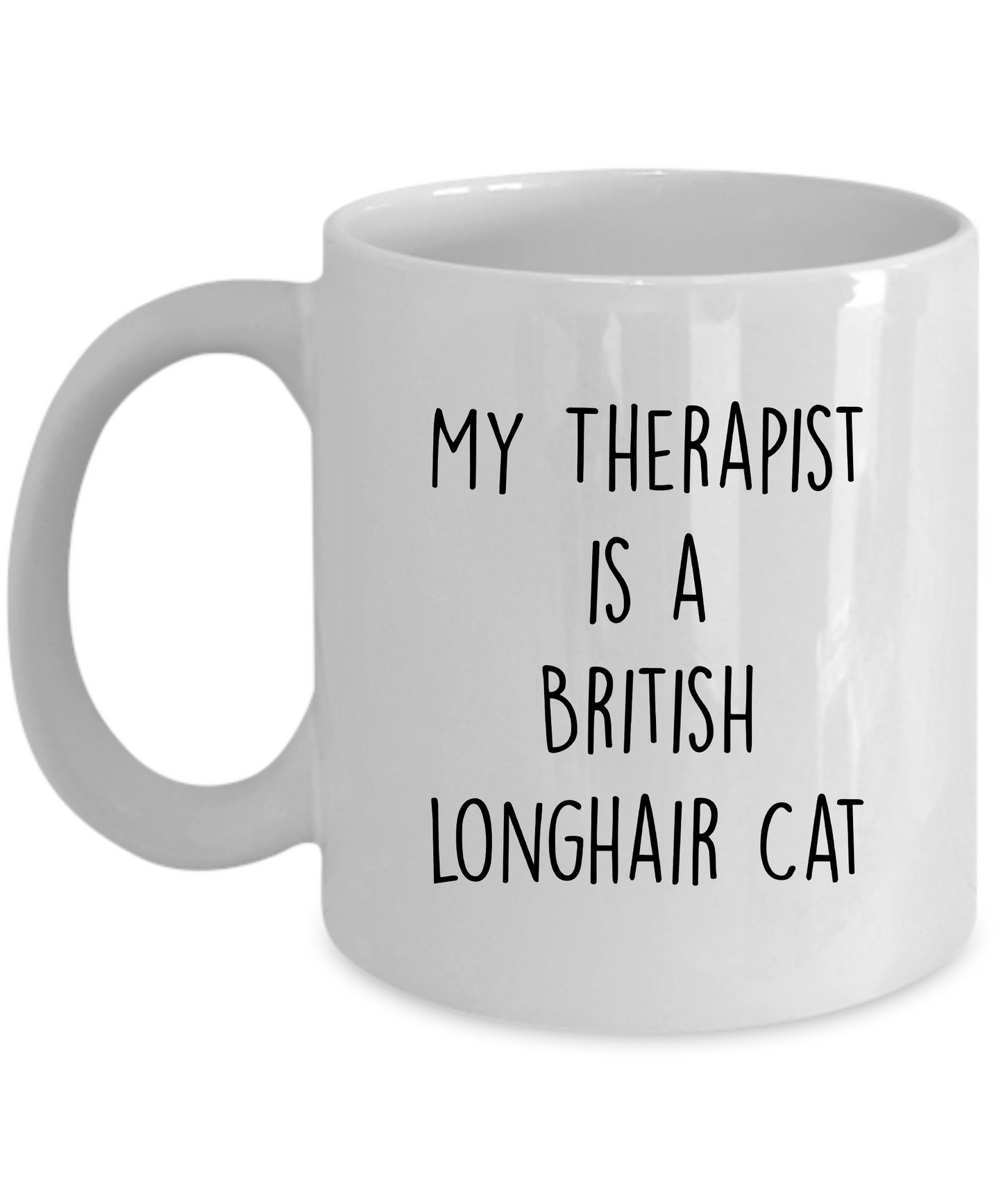 British Longhair Cat Ceramic 11oz white Coffee Mug