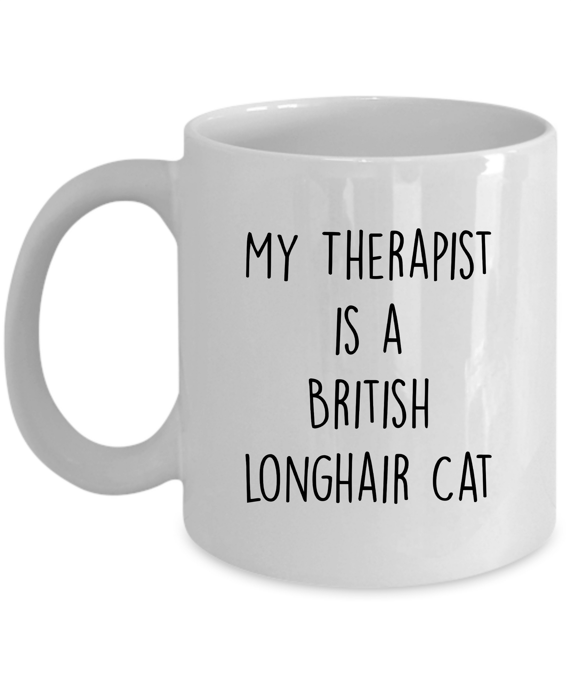 British Longhair Cat Ceramic 11oz white  Coffee Mug