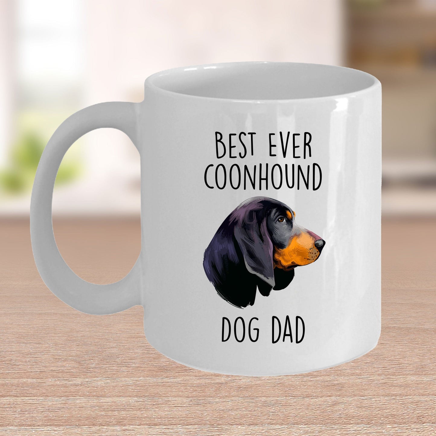 Black and Tan Coonhound Best Dog Dad Ever Custom Ceramic Coffee Mug