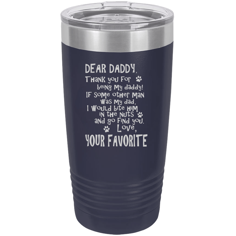 Funny Dog Dad Polar Camel - 20 oz Ringneck Tumbler {Laser Etched No Colored Art}