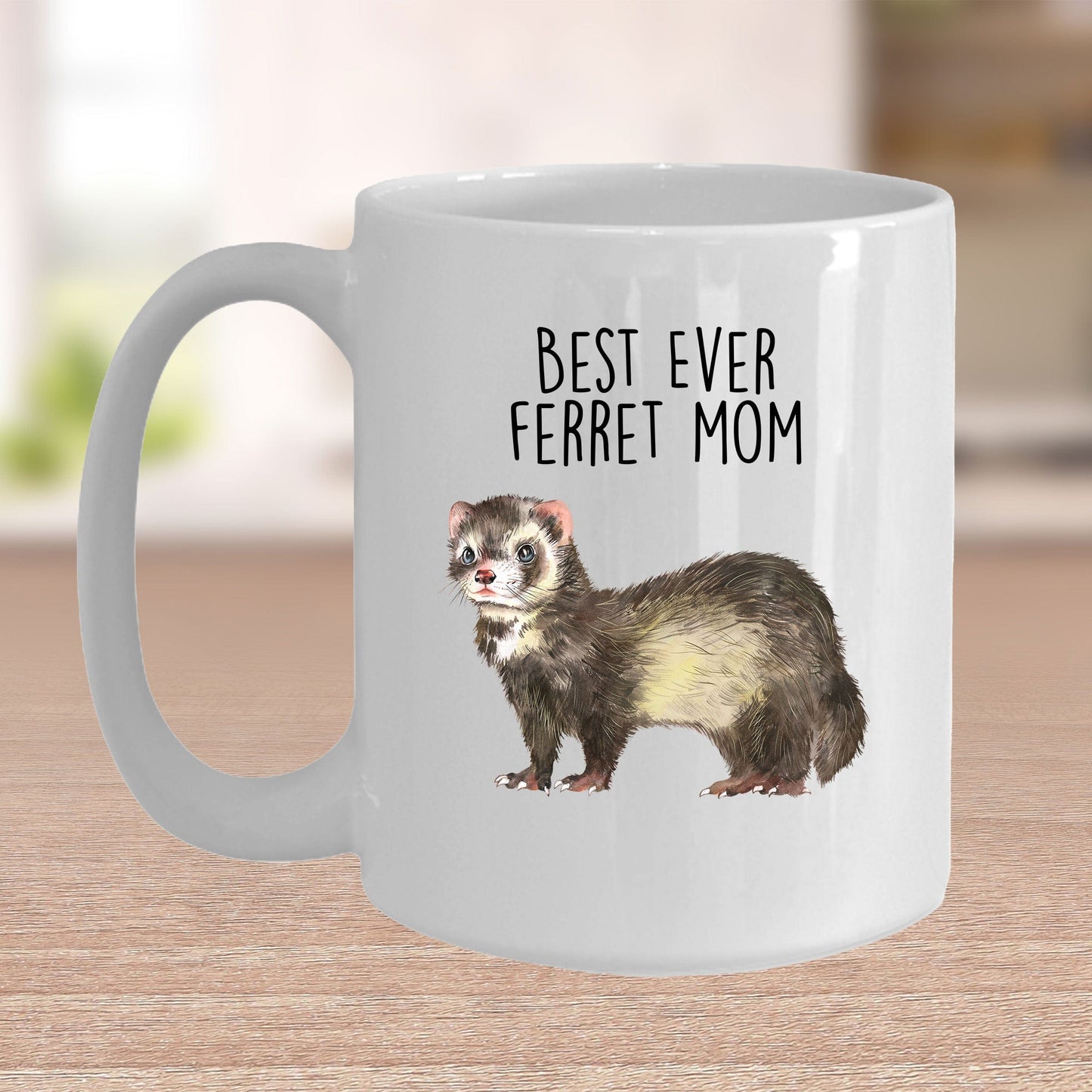 Ferret Best Ever Dad or Mom Custom Ceramic Coffee Mug