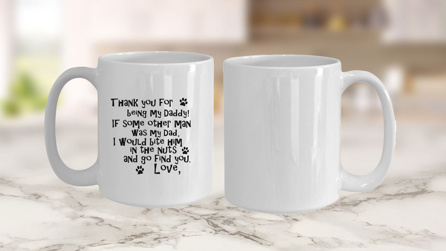 Personalized Dear Daddy funny Dog Dad Ceramic Coffee Mug with Custom photo upload