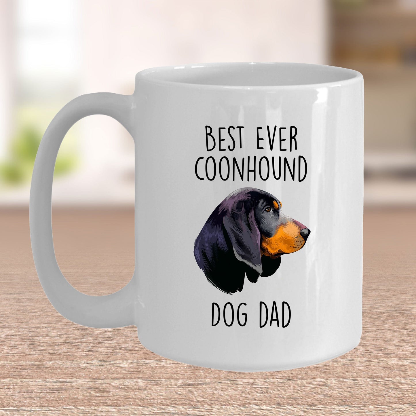 Black and Tan Coonhound Best Dog Dad Ever Custom Ceramic Coffee Mug