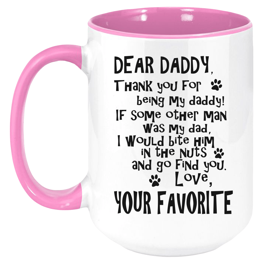 Funny Dog Daddy Two Tone Mug - Coffee Mug, White with Colored Inside and Handle