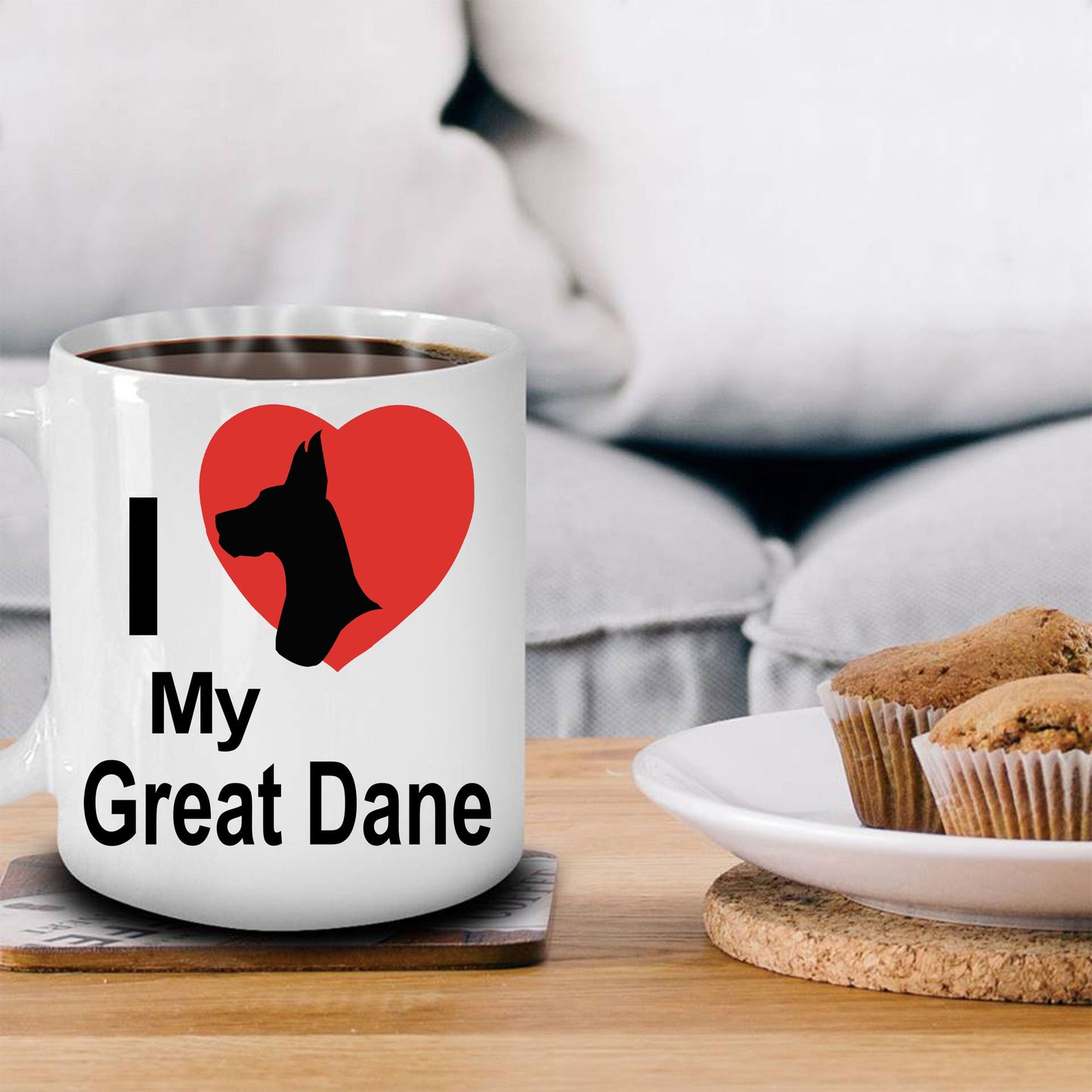 Love my Great Dane Dog White Ceramic Coffee Mug