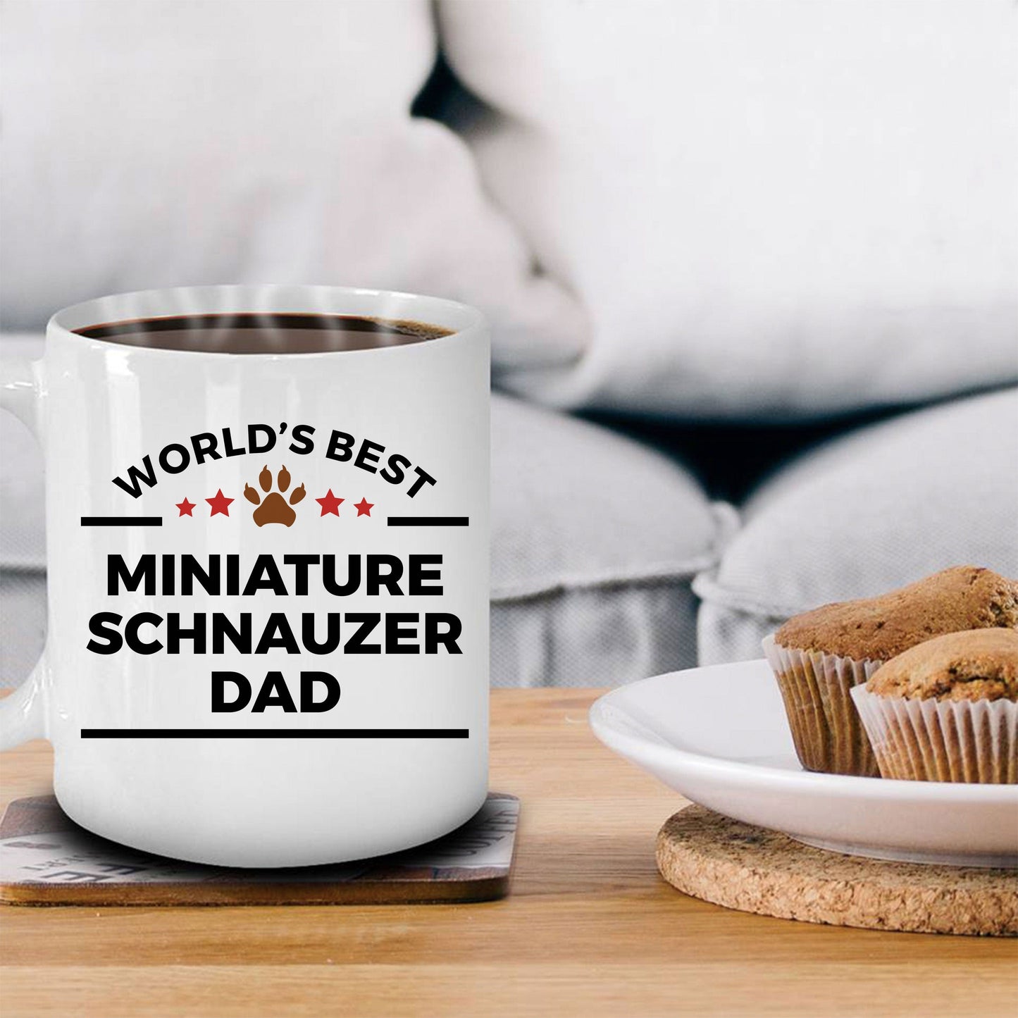 Miniature Schnauzer Ceramic Coffee Mug World's Best Dad Dog Lover Gift