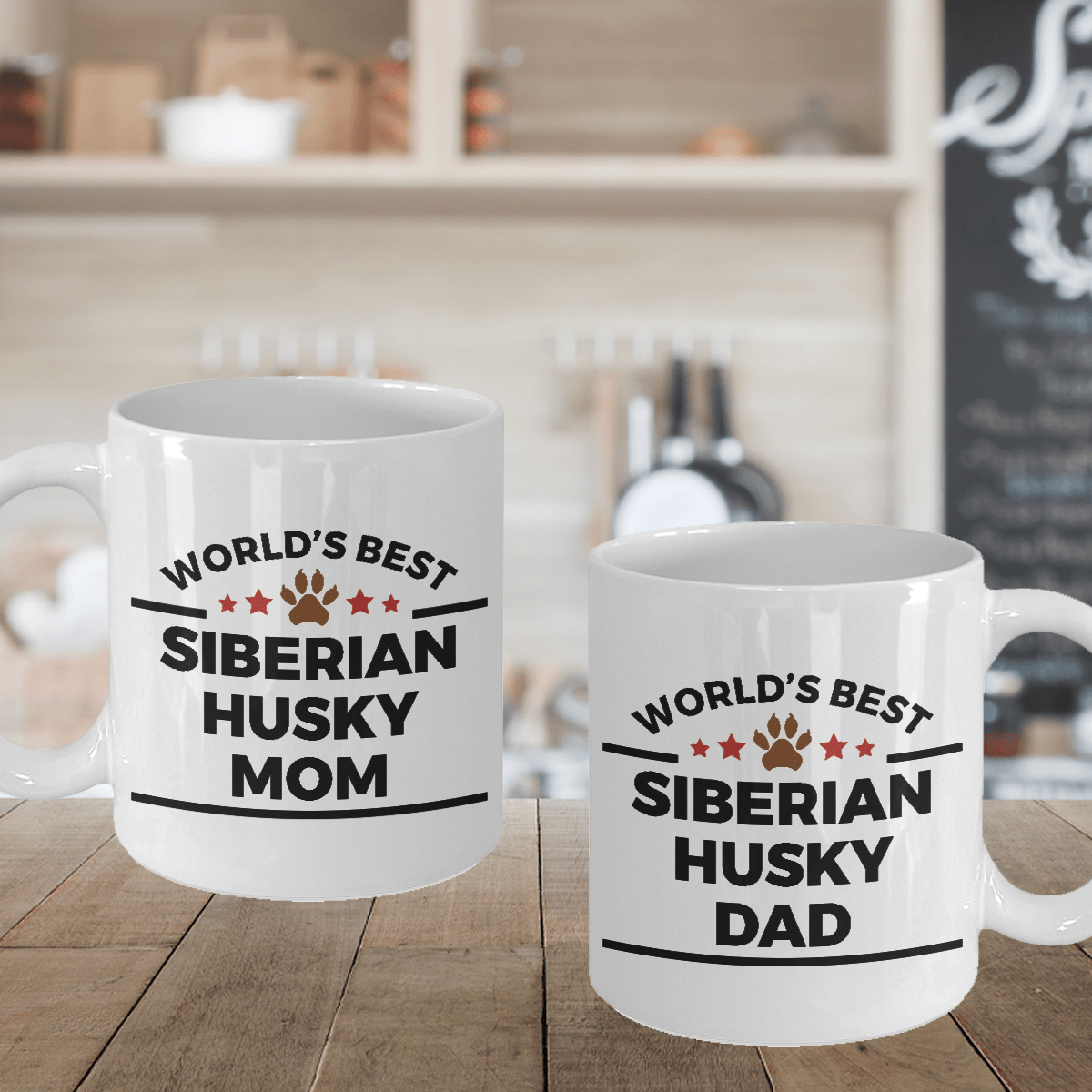 World's Best Siberian Husky Dad and Mom Couple Ceramic Mug - Set of 2 His and Hers