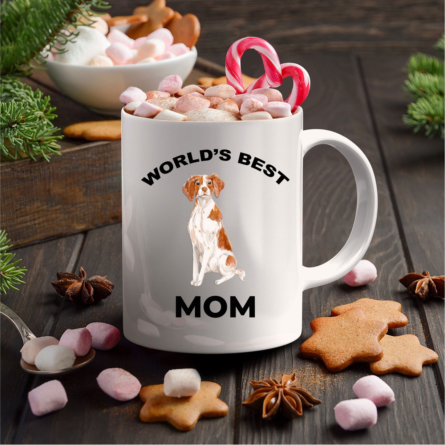 Brittany Spaniel Best Dog Mom Ceramic Coffee Mug