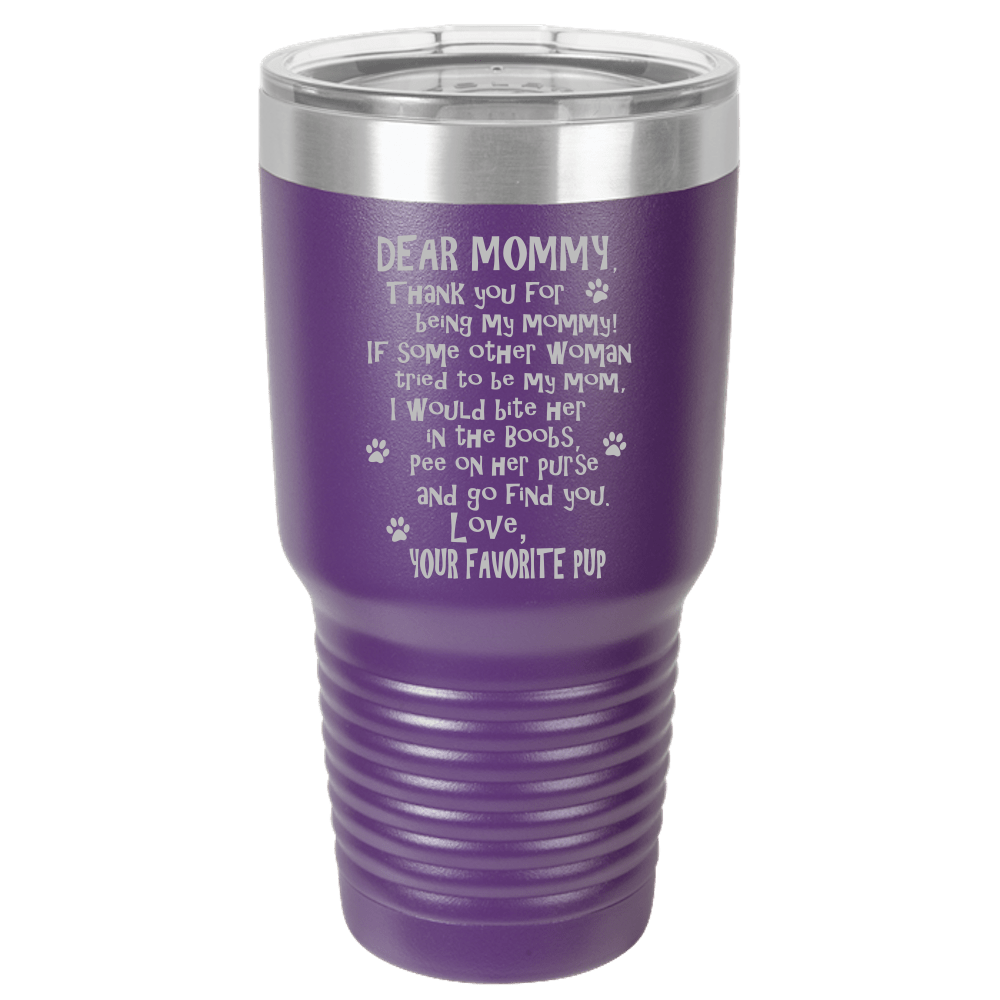 Funny Dog Mommy Polar Camel - 30 oz Ringneck Tumbler {Laser Etched No Colored Art}