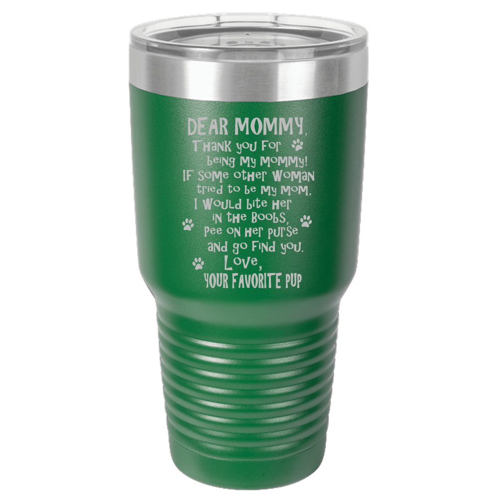Funny Dog Mommy Polar Camel - 30 oz Ringneck Tumbler {Laser Etched No Colored Art}