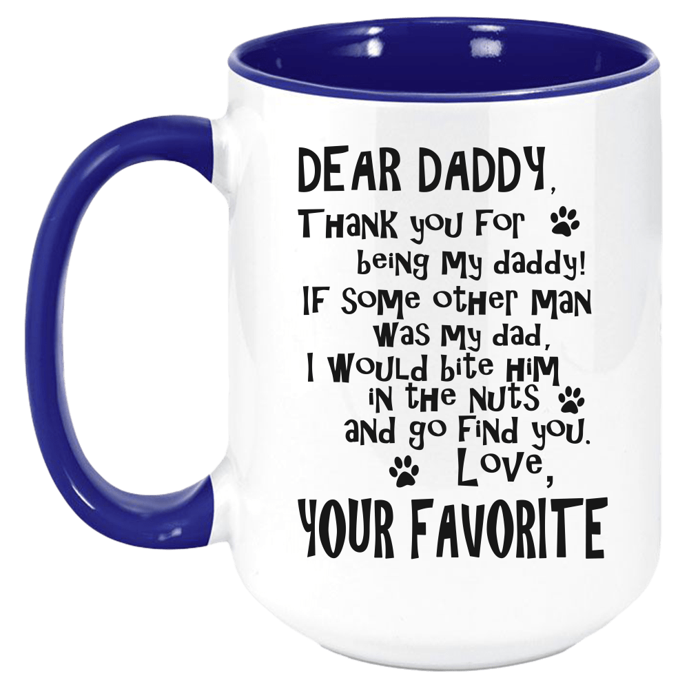 Funny Dog Daddy Two Tone Mug - Coffee Mug, White with Colored Inside and Handle