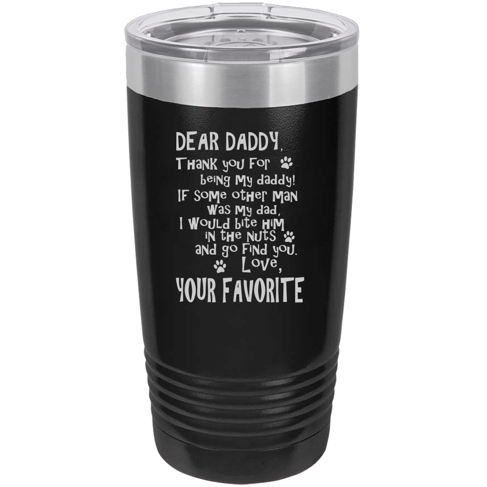 Funny Dog Dad Polar Camel - 20 oz Ringneck Tumbler {Laser Etched No Colored Art}