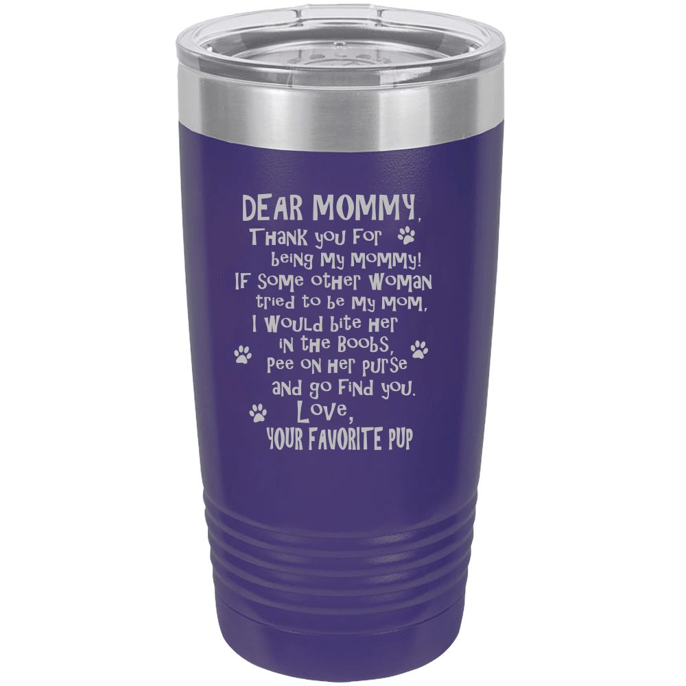 Funny Dog Mommy Polar Camel - 20 oz Ringneck Tumbler {Laser Etched No Colored Art}