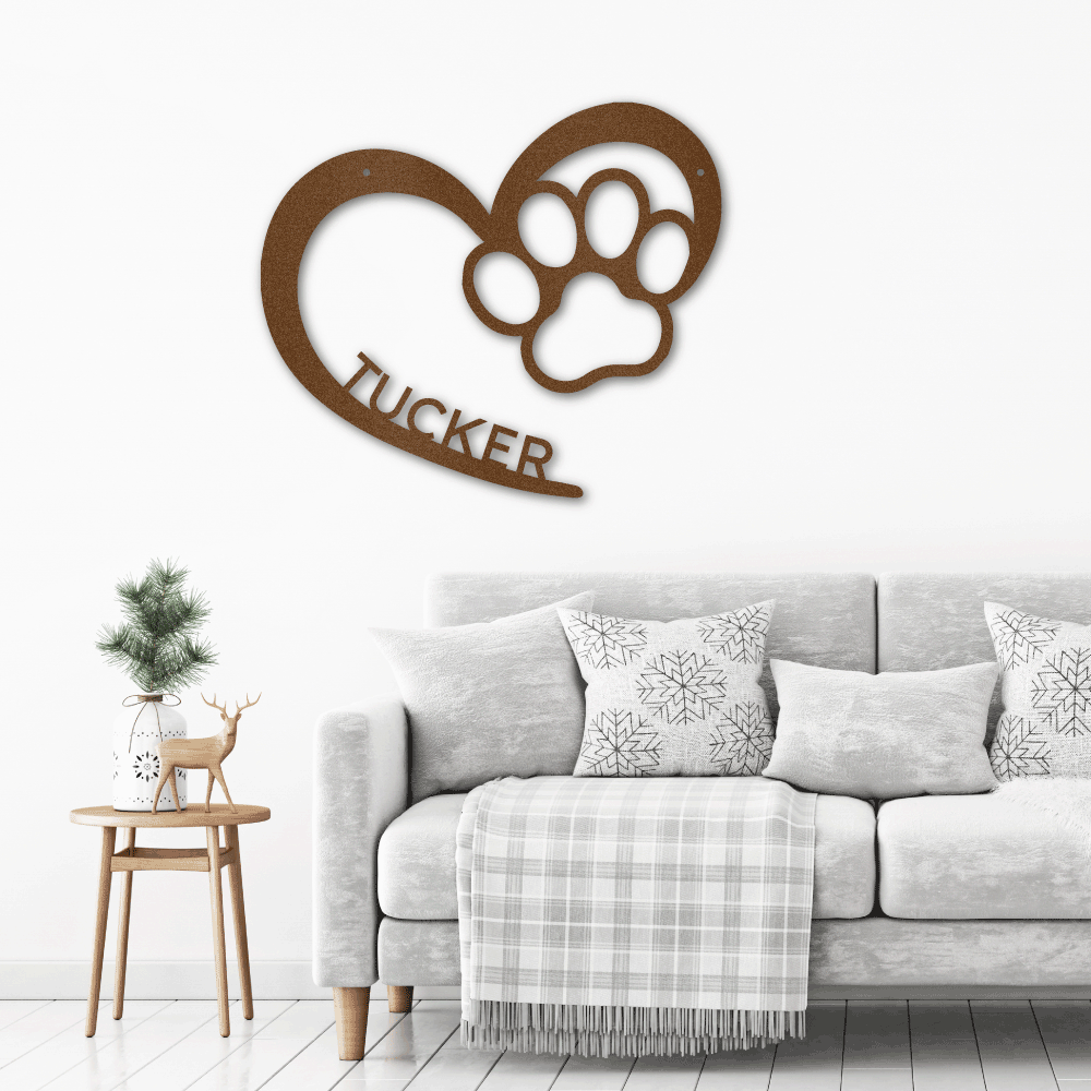 Puppy Love Monogram Custom Indoor Outdoor Steel Wall Sign Art