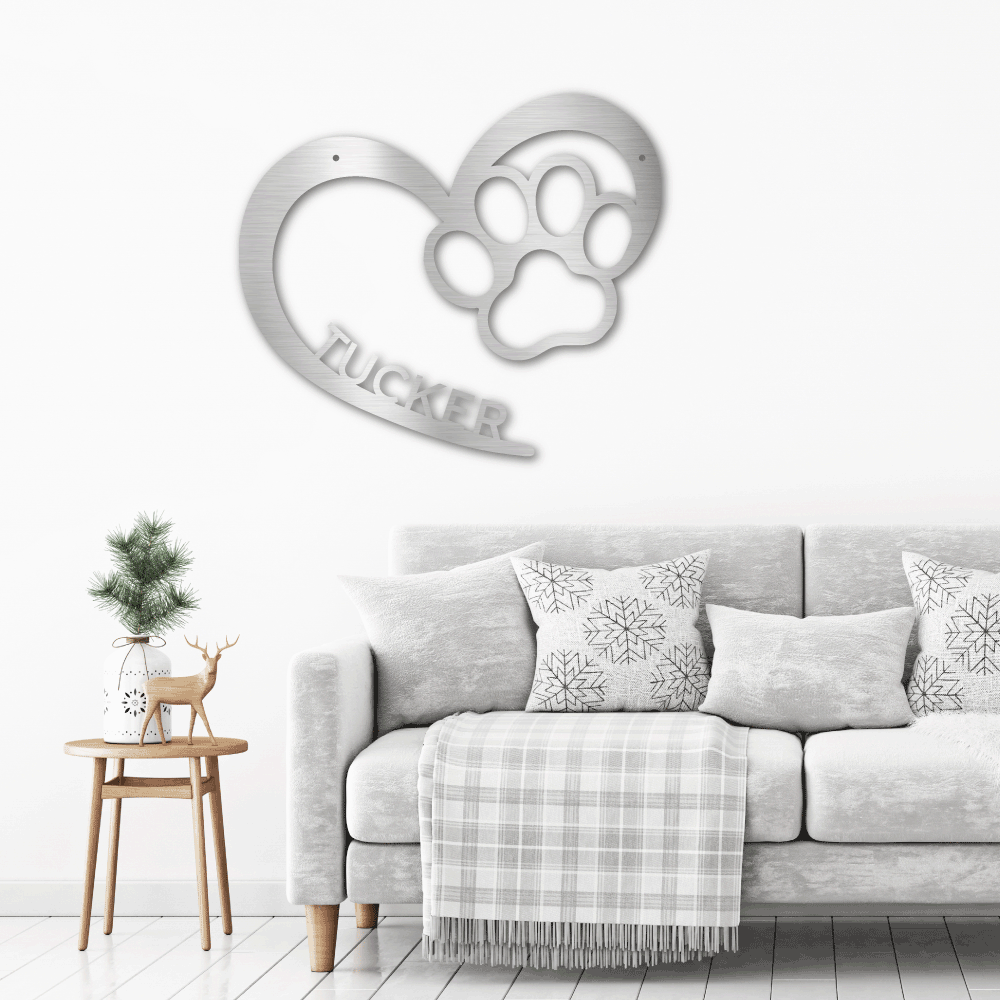 Puppy Love Monogram Custom Indoor Outdoor Steel Wall Sign Art