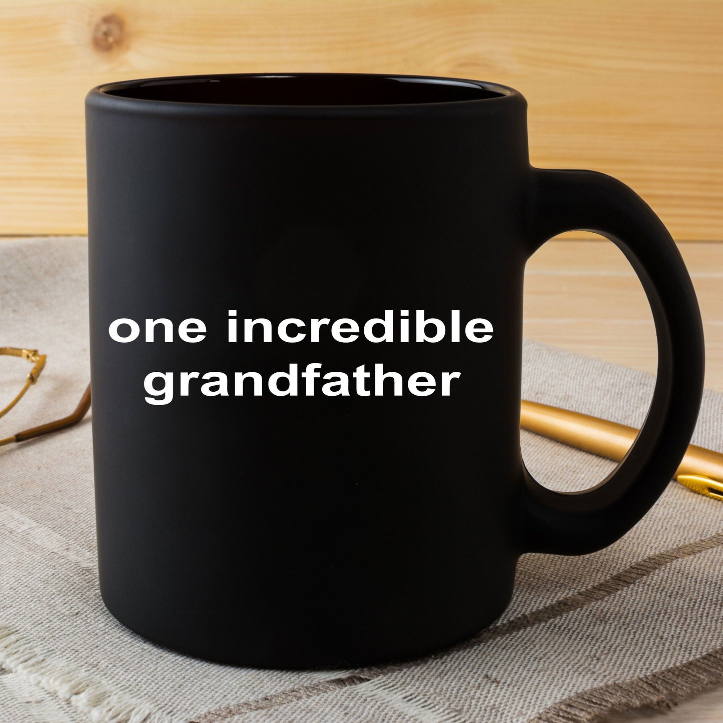 Grandfather Gift Father's Day Birthday One Incredible Grandfather Black Ceramic Coffee Mug
