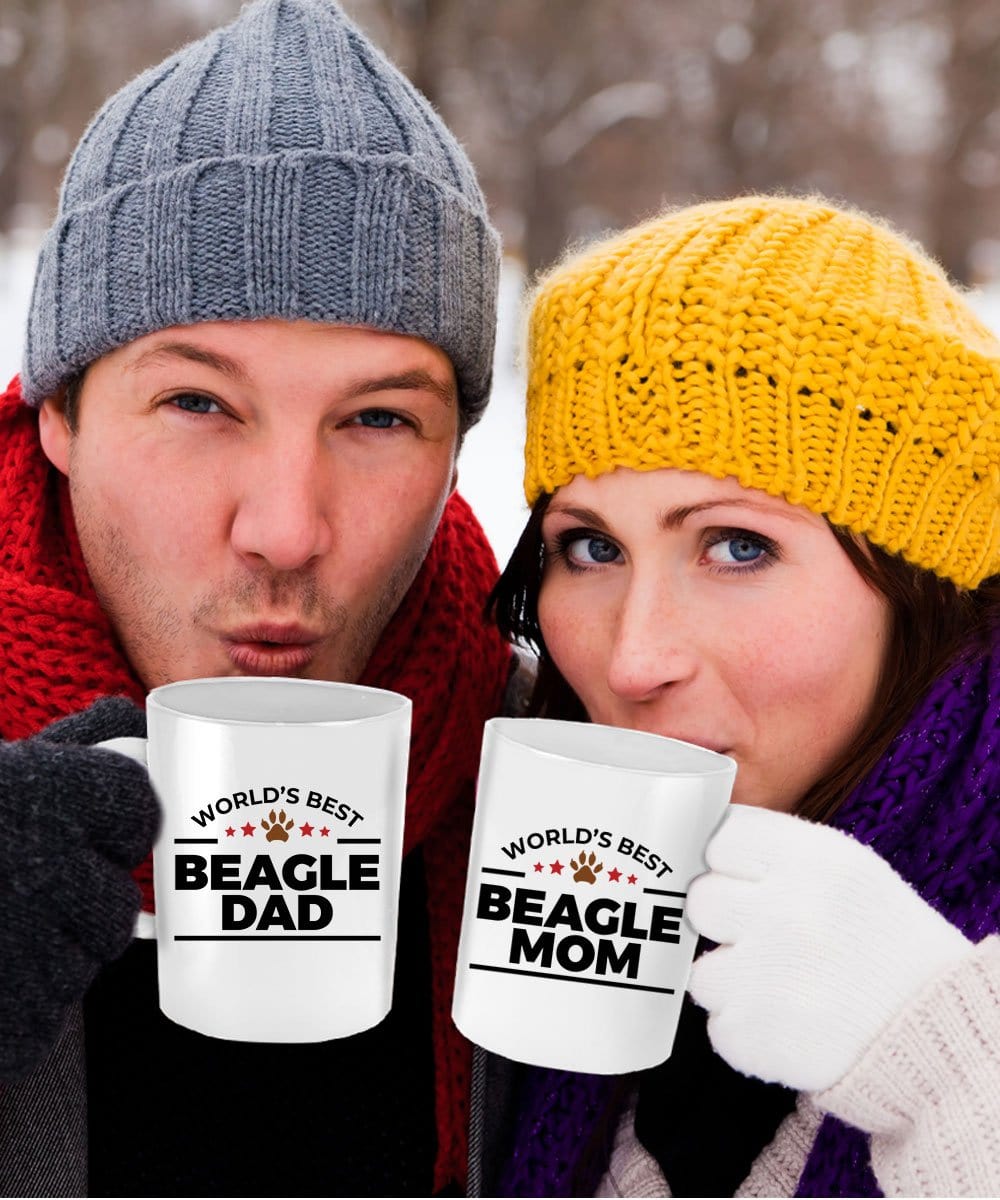 World's Best Beagle Dad and Mom Couple Ceramic Mug - Set of 2 His and Hers