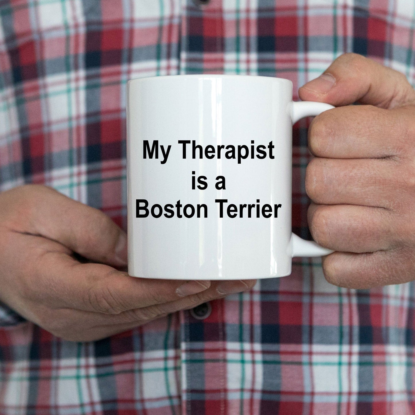 Funny Boston Terrier Dog Lover Therapist Gift Ceramic White Coffee Mug