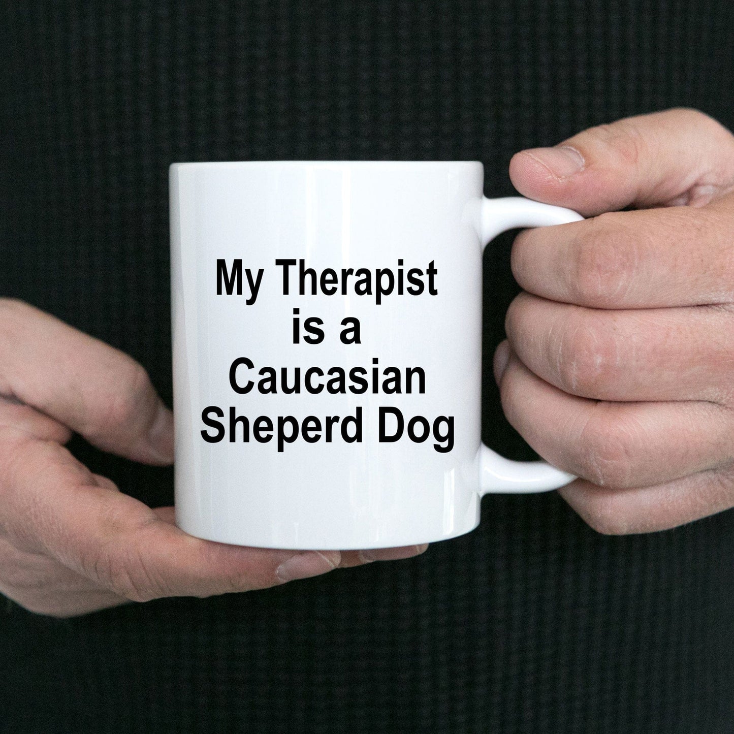 Caucasian Shepherd Dog Owner Lover Funny Gift Therapist White Ceramic Coffee Mug