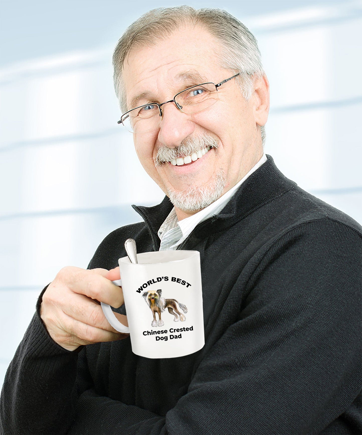 Chinese Crested World's Best Dog Dad ceramic coffee mug