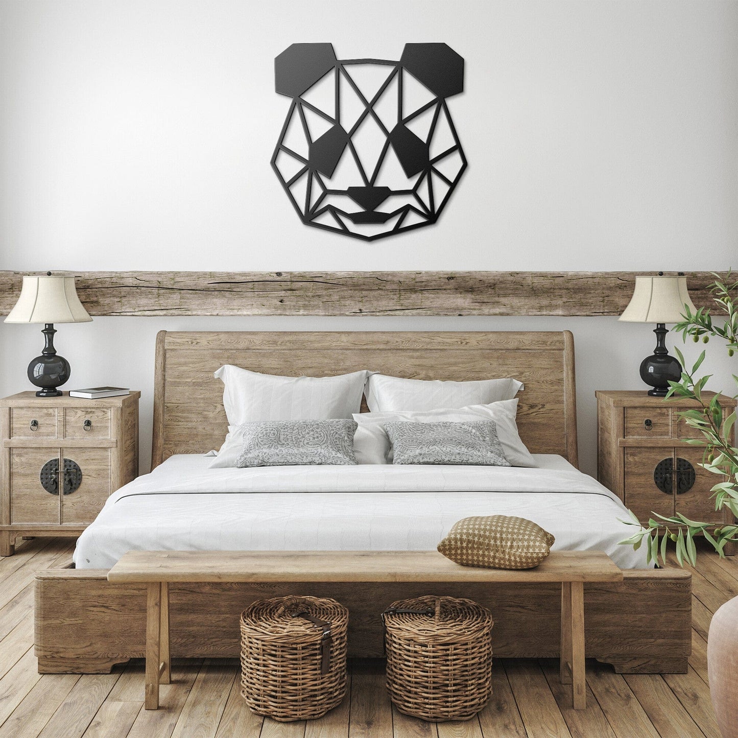 Panda Bear Geometric Head Metal Art Wall Sign