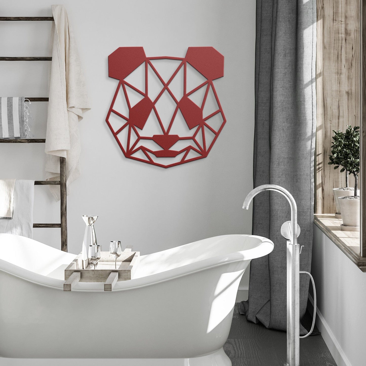 Panda Bear Geometric Head Metal Art Wall Sign