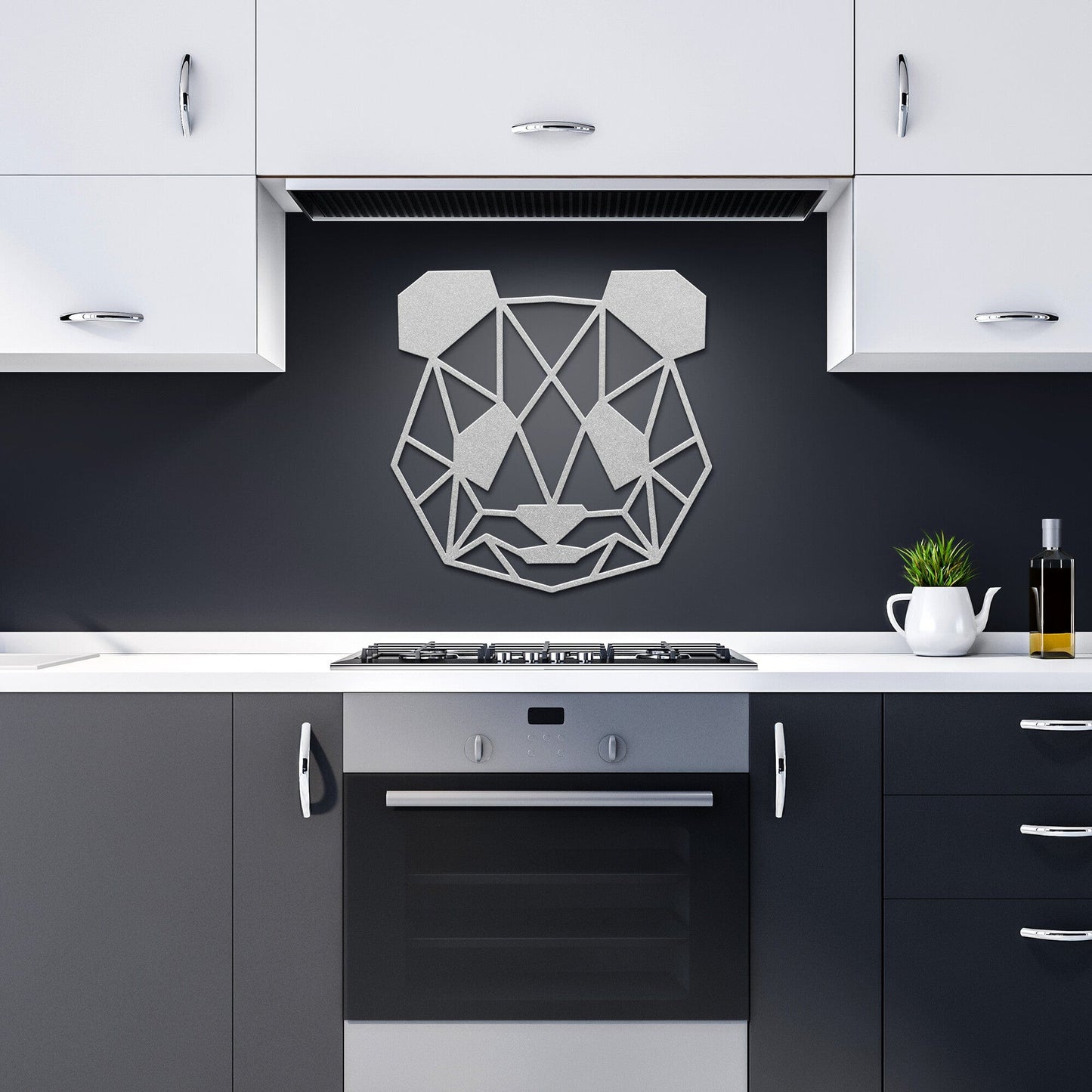 Panda Bear Geometric Head Metal Art Wall Sign