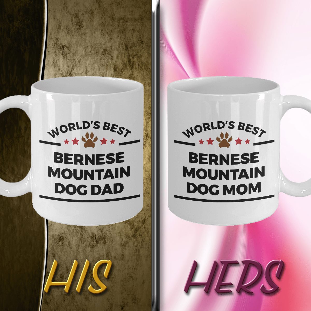 Bernese Mountain Dog Dad and Mom Coffee Mug Set of 2