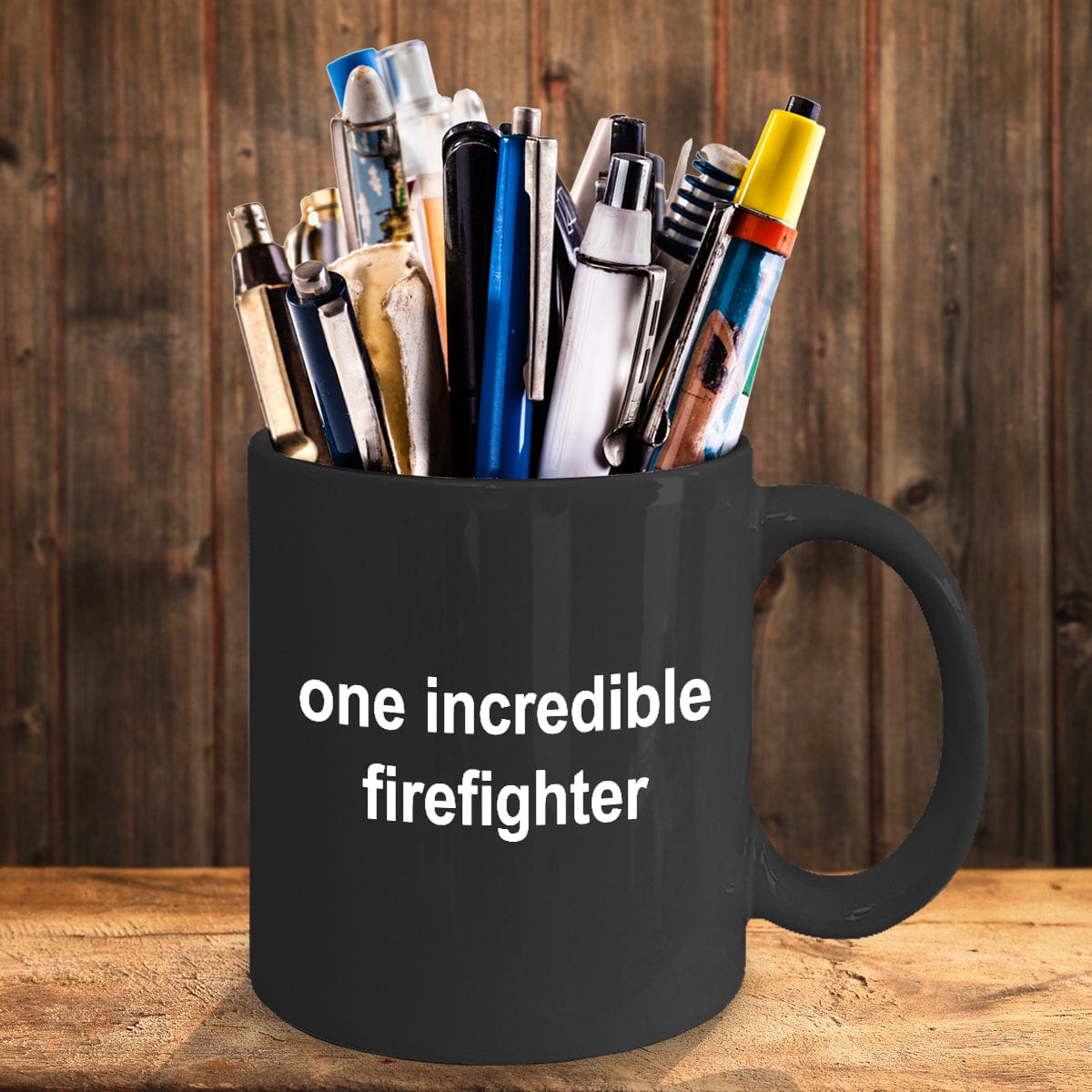 Firefighter Gift for Him Funny Black Ceramic Coffee Cup