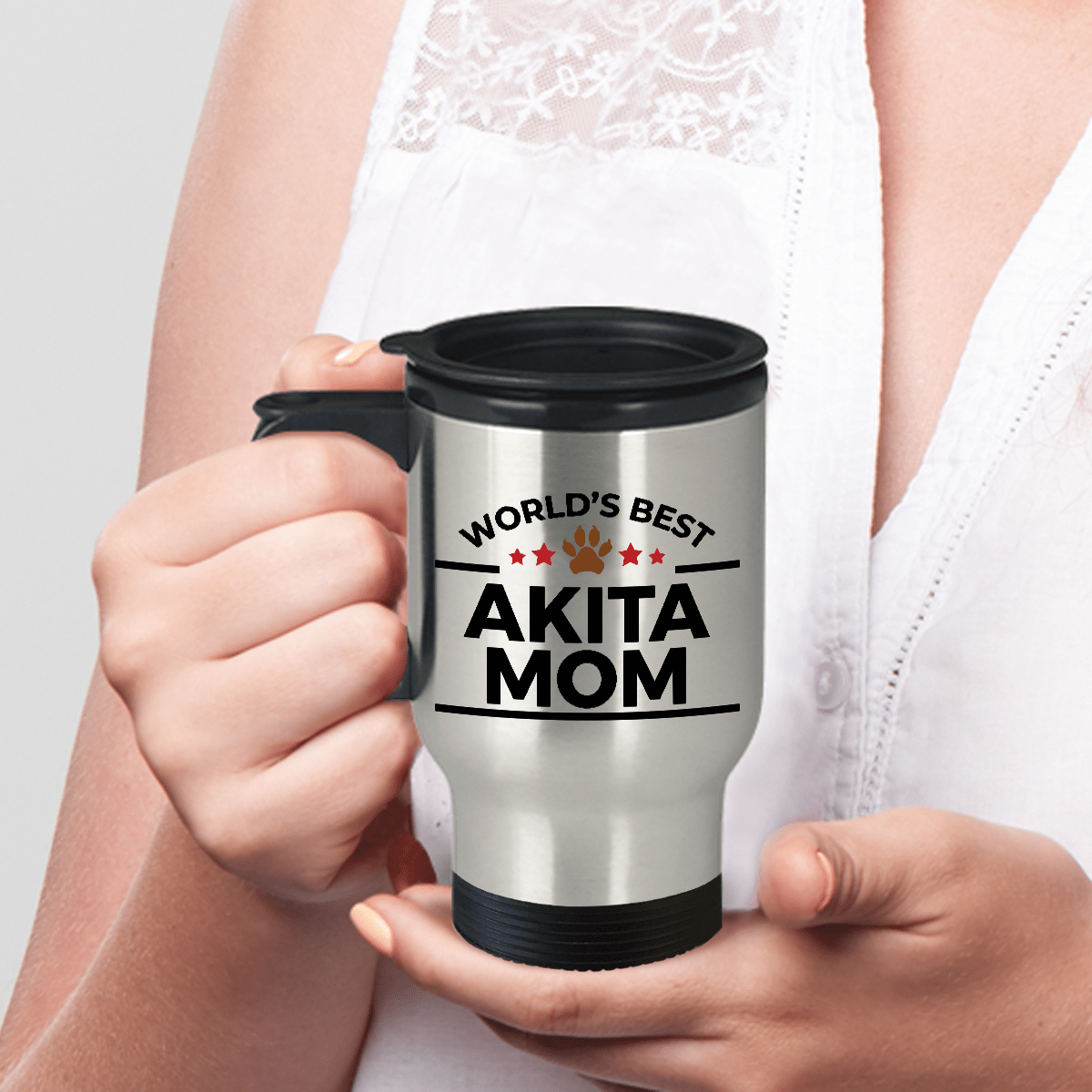 Akita Dog Mom Travel Coffee Mug
