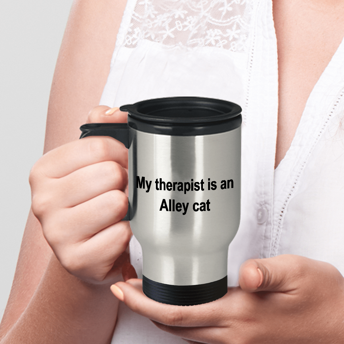 Alley Cat Therapist Travel Coffee Mug