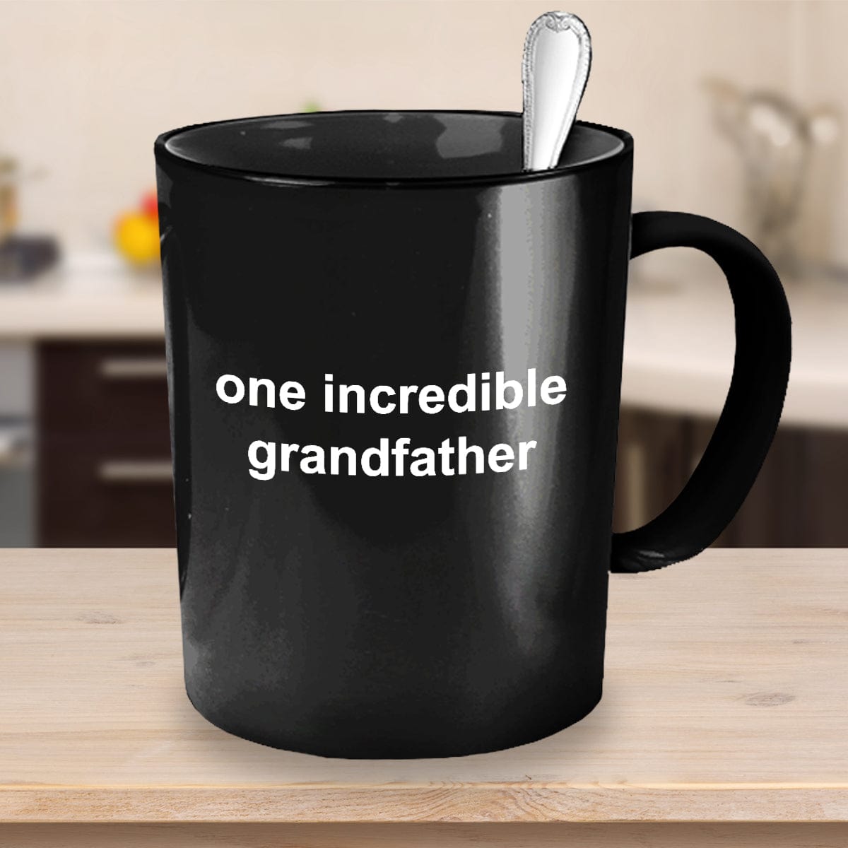 Grandfather Gift Father's Day Birthday One Incredible Grandfather Black Ceramic Coffee Mug