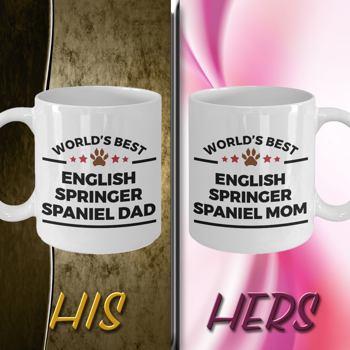 English Springer Spaniel Dog Dad and Mom Mug Set of 2