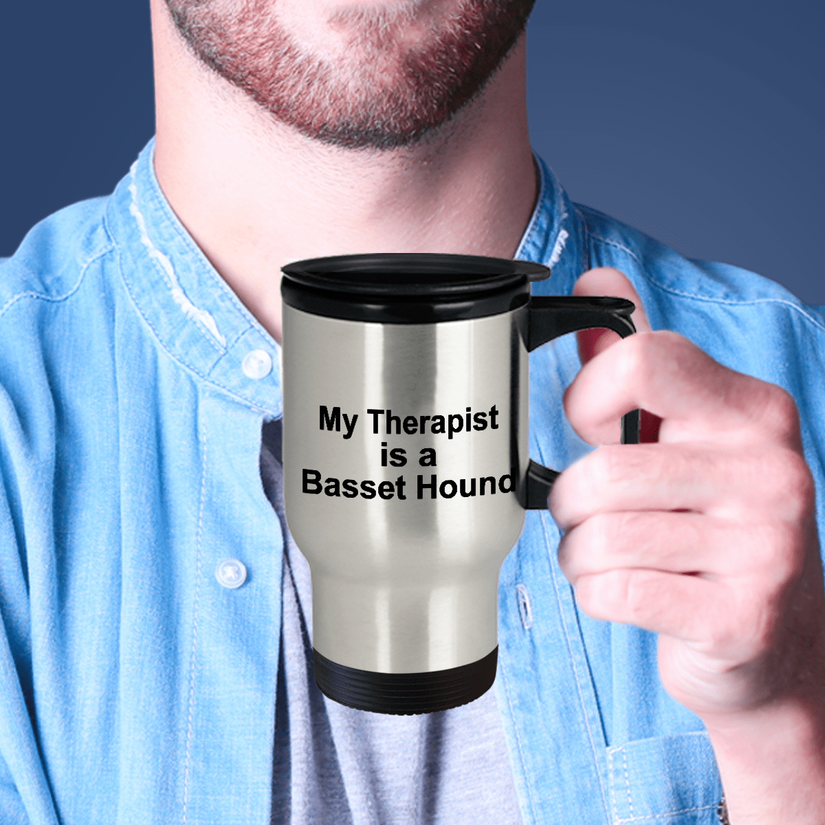 Basset Hound Dog Therapist Travel Coffee Mug