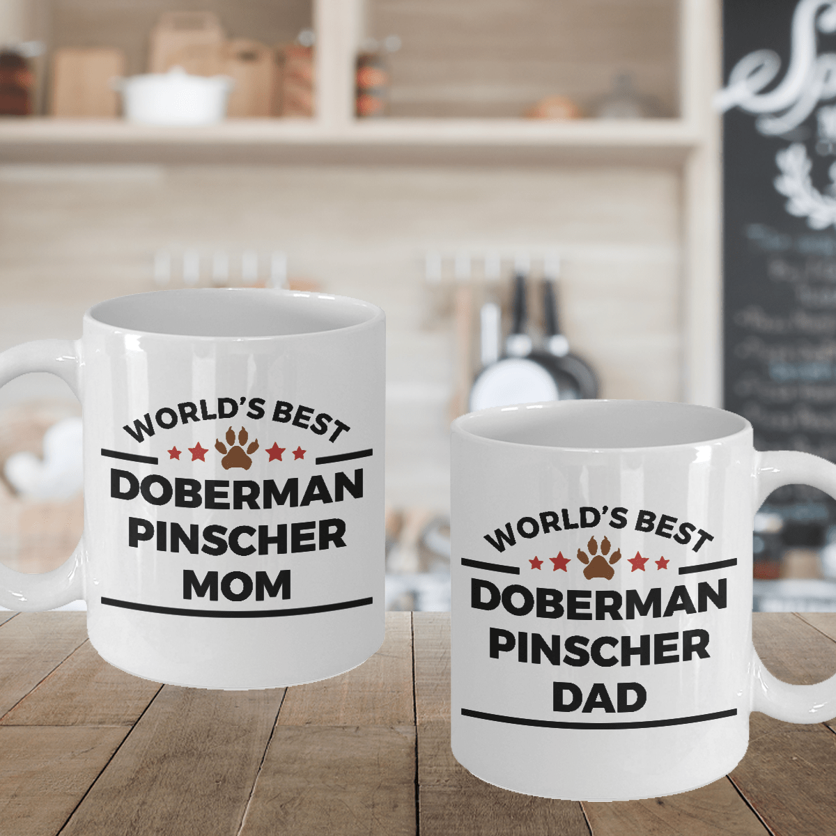 Doberman Pinscher Dog Dad and Mom Coffee Mug Set of 2