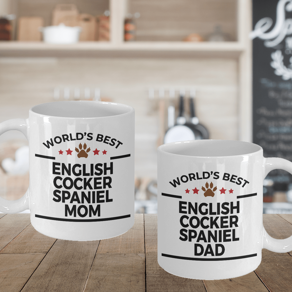 English Cocker Spaniel Dad and Mom Couples Mug - Set of 2 - His and Hers